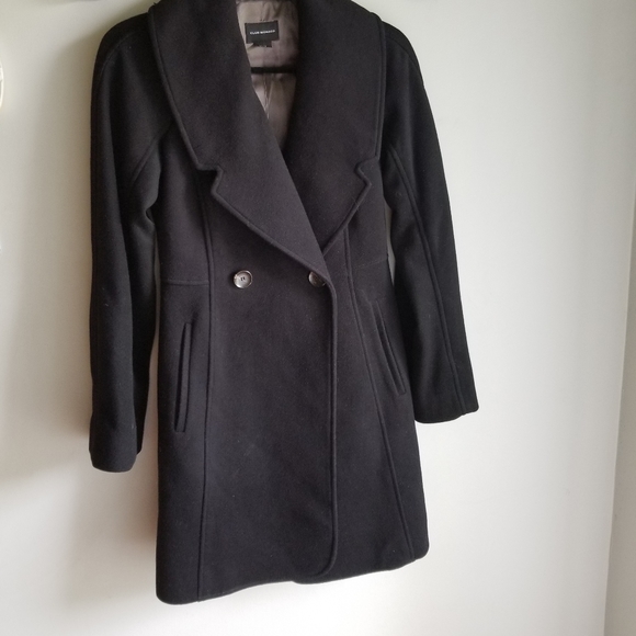 🧥CLUB MONACO BLACK WOOL DRESS COAT - Picture 3 of 13
